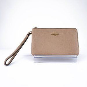 COACH Tan Corner Zip Wristlet